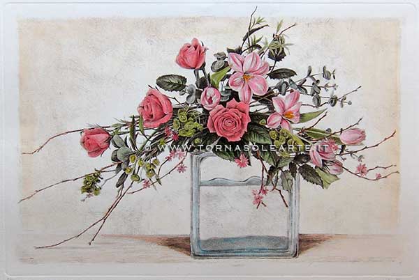 Composizioni di fiori - Vaso di vetro con rose