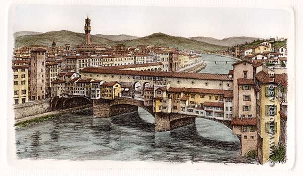 Firenze - Ponte Vecchio acquerellata