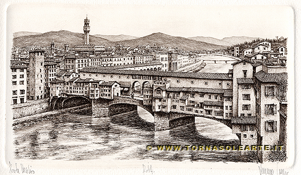 Firenze - Veduta del Ponte Vecchio bianco nero