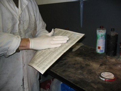 Newsprint is used for further cleaning