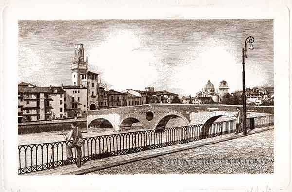 Verona - Veduta del ponte di Pietra