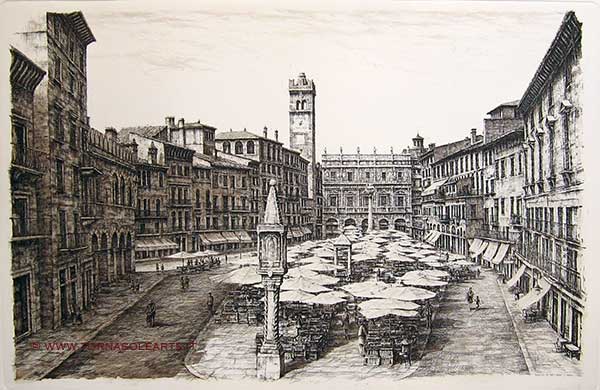 Verona - Panorama di piazza delle Erbe