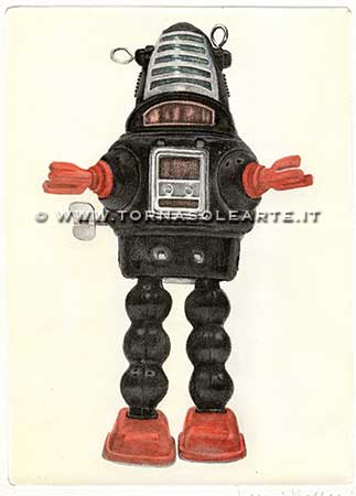 Vecchi giochi di latta - Robot nero