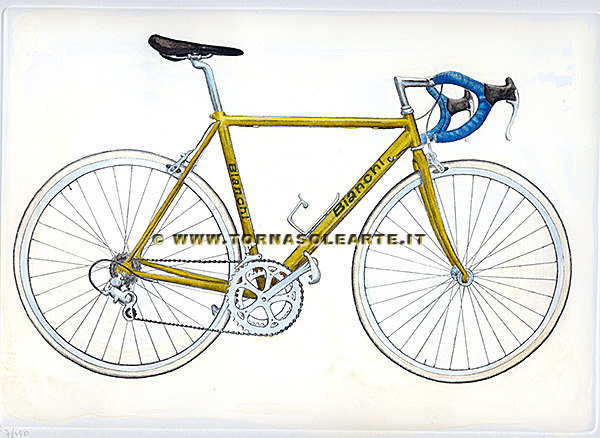 Bianchi bicicletta da corsa gialla