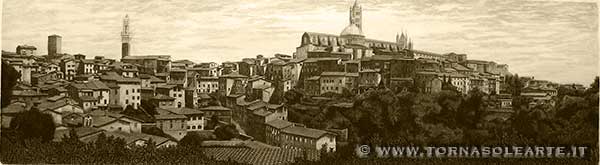 Siena. Veduta panoramica bianco nero