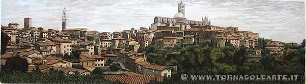 Siena. Veduta panoramica acquerellata