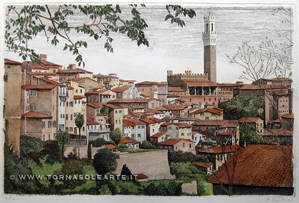 Siena - Panorama acquerellato