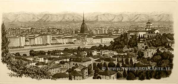 Torino. Veduta panoramica bianco nero