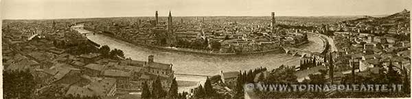 Verona. Veduta panoramica dell'Adige in bianco nero