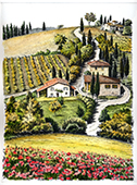 Paesaggio toscano con papaveri